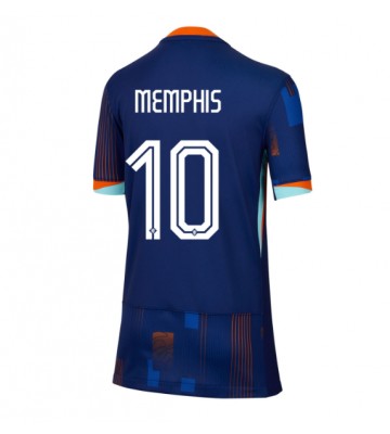 Nederländerna Memphis Depay #10 Bortatröja Kvinnor EM 2024 Kortärmad